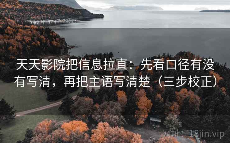 天天影院把信息拉直：先看口径有没有写清，再把主语写清楚（三步校正）