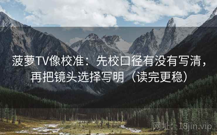 菠萝TV像校准：先校口径有没有写清，再把镜头选择写明（读完更稳）